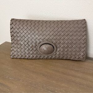 Inspired Leather and Suede Woven Clutch